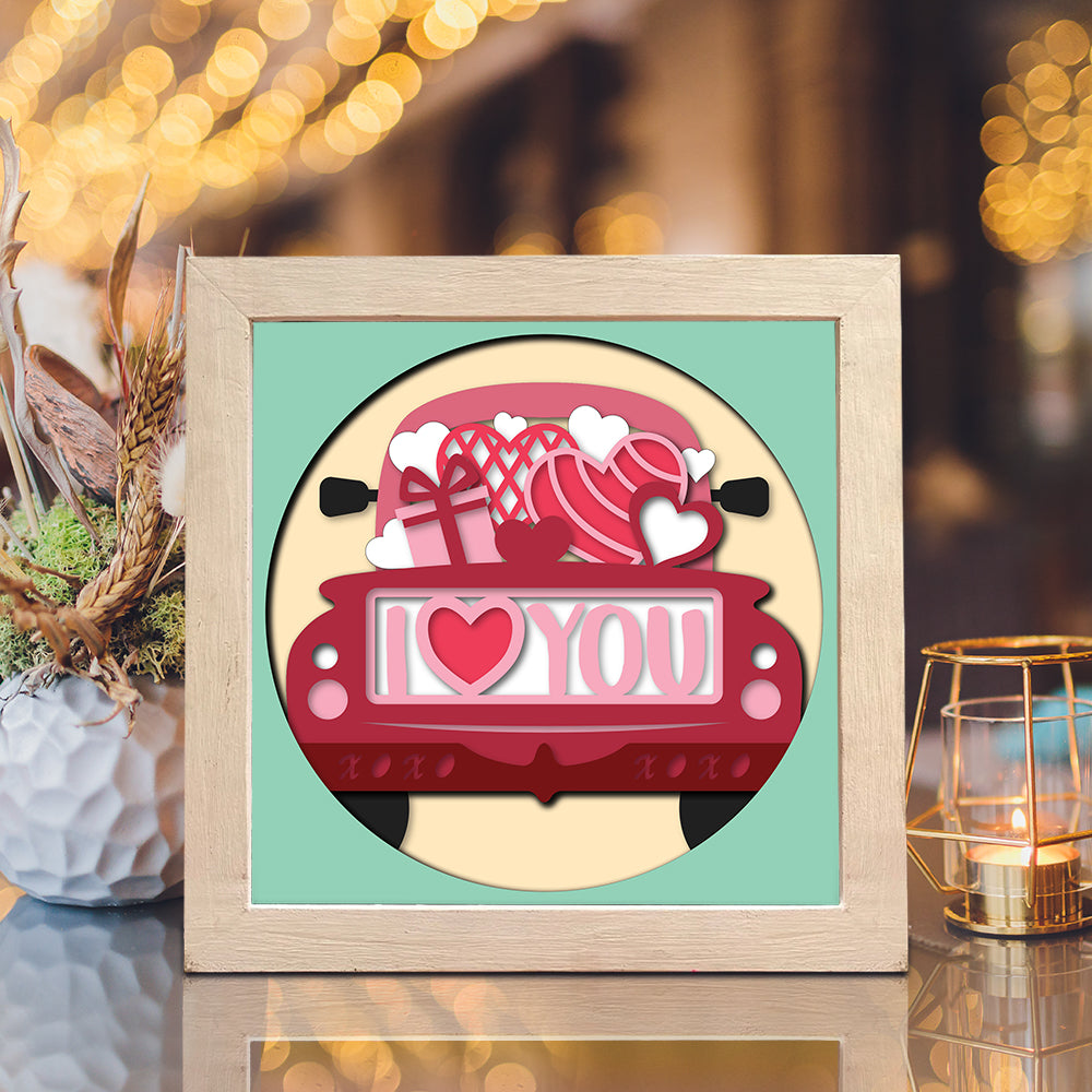 Love Truck 2 – 3D Valentine Paper Cut Shadow Box File - Cricut File - (8x8 inches) - VEKTOR KRAFT