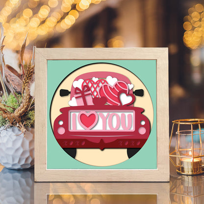 Love Truck 2 – 3D Valentine Paper Cut Shadow Box File - Cricut File - (8x8 inches) - VEKTOR KRAFT