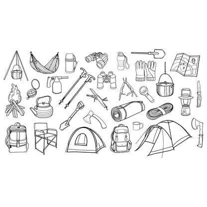 Camping Doodle Set – 3D Lightbox SVG File for Cricut & Silhouette