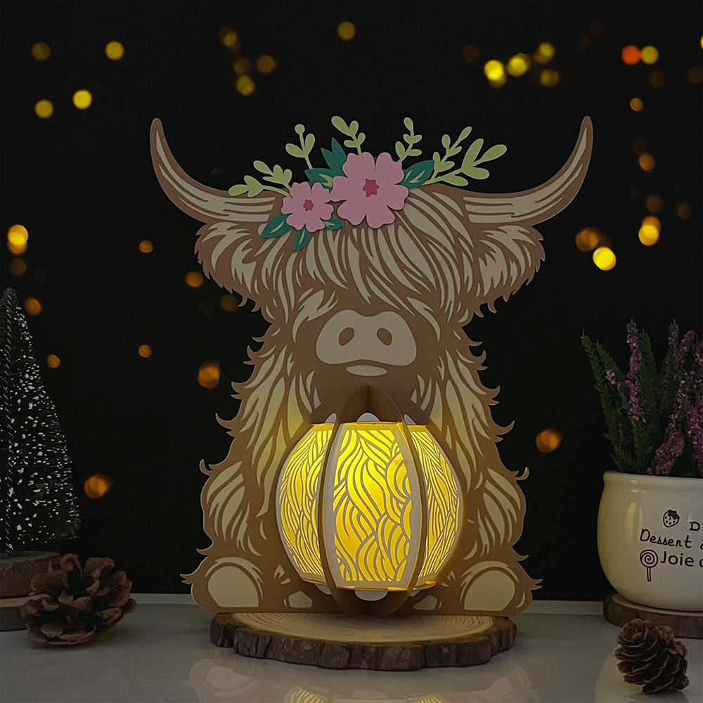 Highland Cow - 3D Animal Paper Cut Lantern File  - Cricut File  - VEKTOR KRAFT