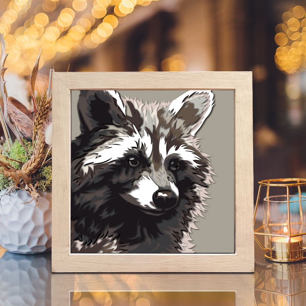 Raccoon – 3D Animal Paper Cut Shadow Box File - Cricut File - (8x8 inches) - VEKTOR KRAFT