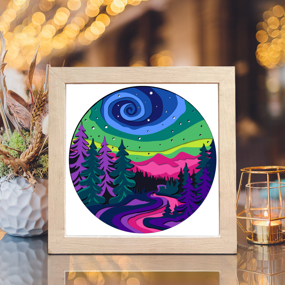 Aurora Mountain – 3D Shadow Box SVG File for Cricut & Silhouette