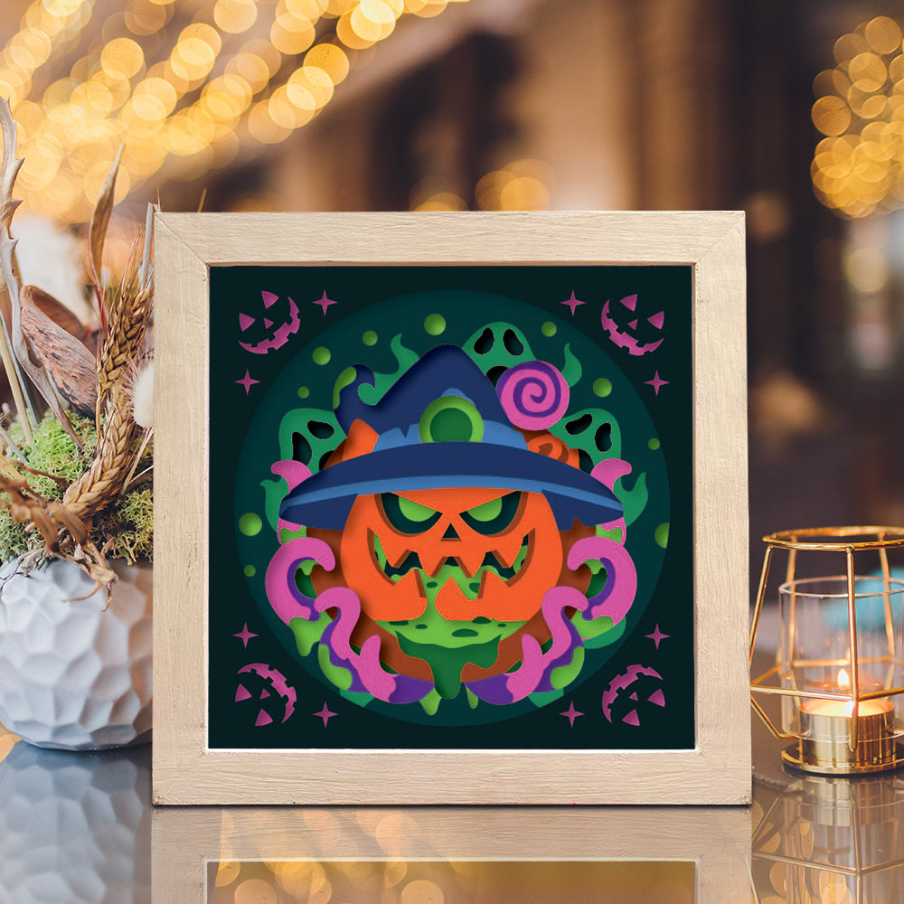 Octopus Pumpkin – 3D Halloween Paper Cut Shadow Box File - Cricut File - (8x8 inches) - VEKTOR KRAFT