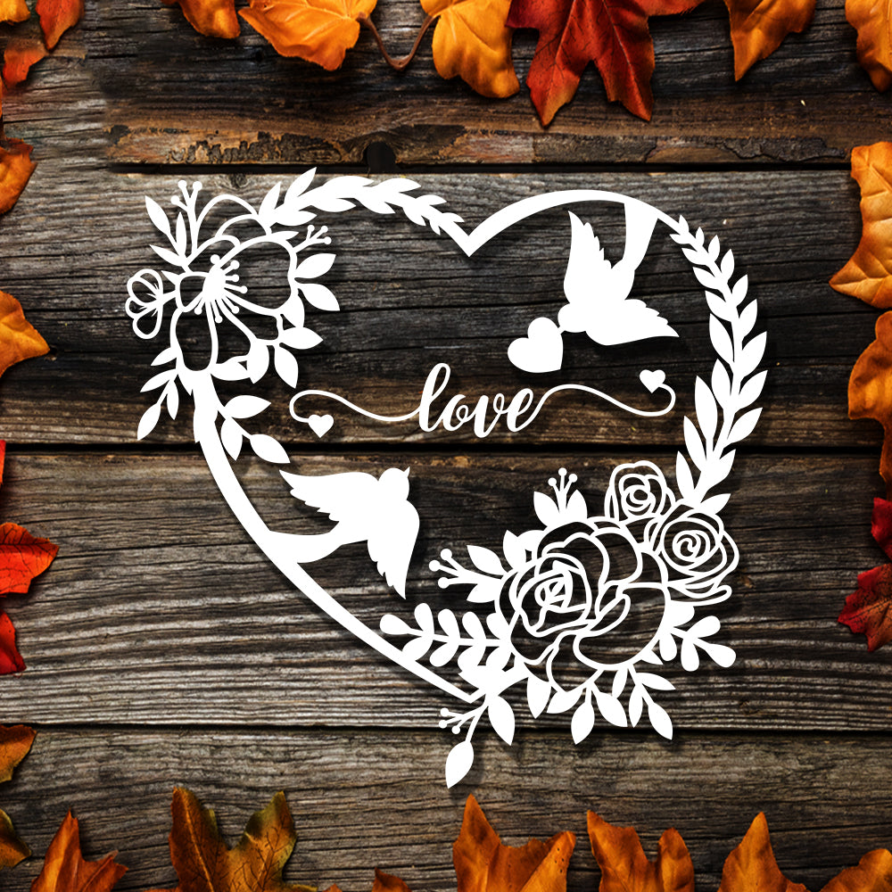 Floral Heart Love Birds – Kirigami – 3D Lightbox SVG File for Cricut & Silhouette