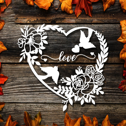 Floral Heart Love Birds – Kirigami – 3D Lightbox SVG File for Cricut & Silhouette