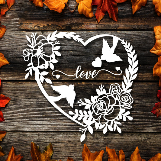 Floral Heart Love Birds – Kirigami - Cricut File - VEKTOR KRAFT