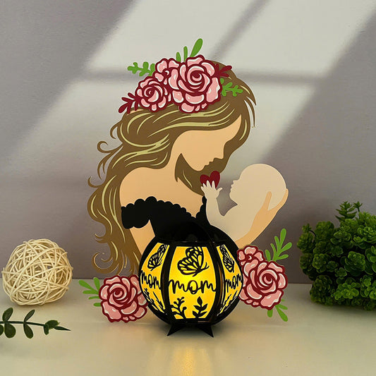 Mom and Son - 3D Paper Cut Lantern File  - Cricut File  - VEKTOR KRAFT