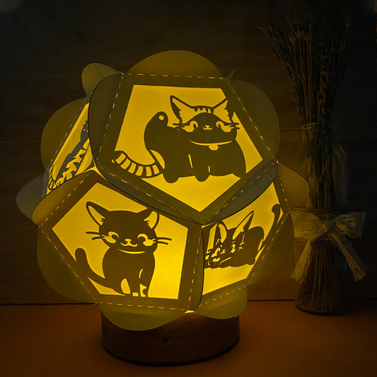 Cat - 3D Pentagon Lantern File - Cricut File - VEKTOR KRAFT