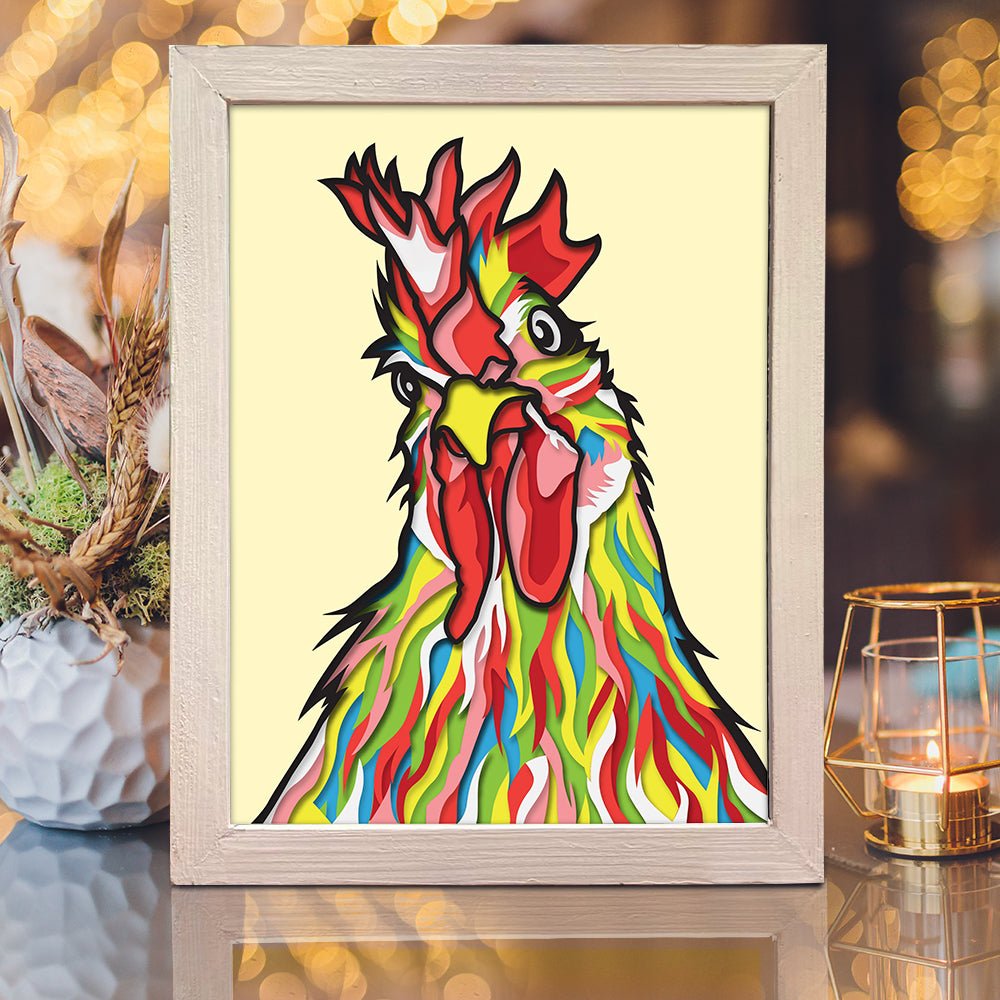 Rooster Colorful – 3D Shadow Box SVG File for Cricut & Silhouette