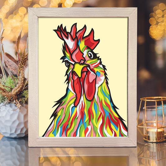 Rooster Colorful – 3D Shadow Box SVG File for Cricut & Silhouette