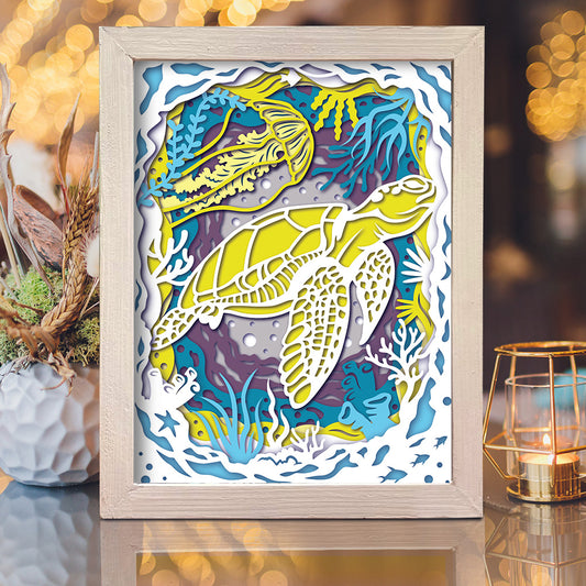 Sea Turtle 2 – 3D Animal Paper Cut Shadow Box File - Cricut File - (8x10 inches) - VEKTOR KRAFT