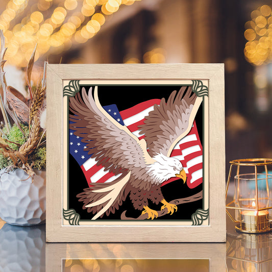 Eagle American Flag 4 – 3D Paper Cut Shadow Box File - Cricut File - (8x8 inches) - VEKTOR KRAFT