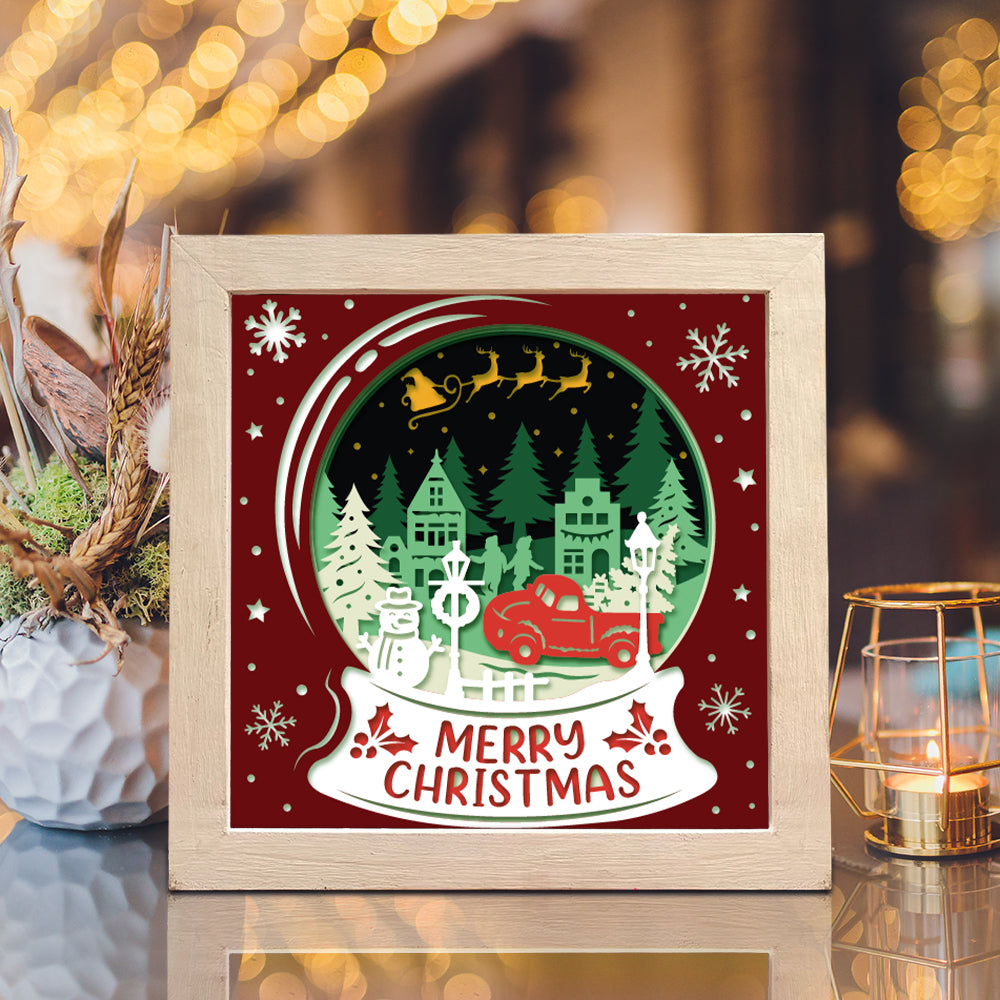 Christmas Snowball Landscape 4 – 3D Shadow Box SVG File for Cricut & Silhouette