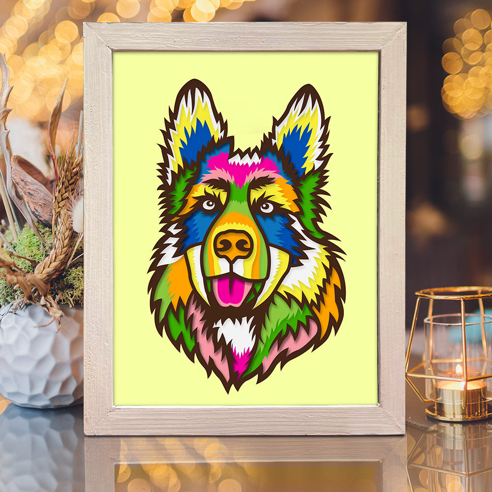Colorful German Shepherd – 3D Shadow Box SVG File for Cricut & Silhouette