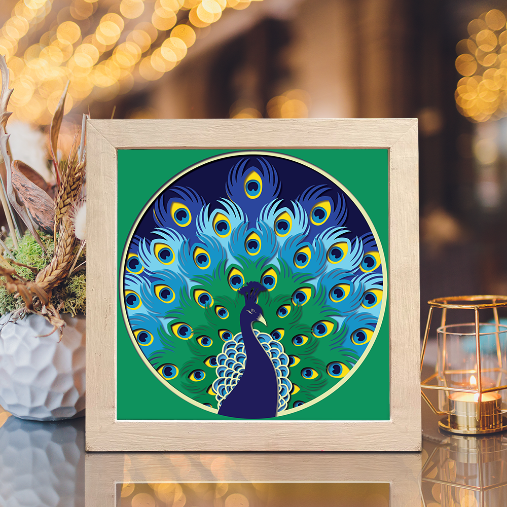 Peacock 2 – 3D Shadow Box SVG File for Cricut & Silhouette