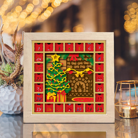 Christmas Calendar – 3D Christmas Paper Cut Shadow Box File - Cricut File - (8x8 inches) - VEKTOR KRAFT