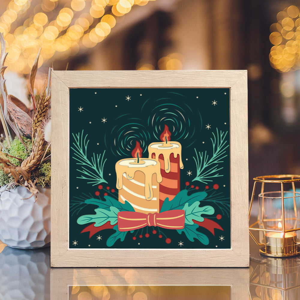 Christmas Candles – 3D Shadow Box SVG File for Cricut & Silhouette