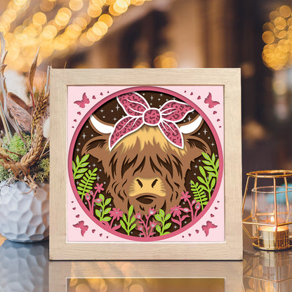 Highland Cow – 3D Shadow Box SVG File for Cricut & Silhouette