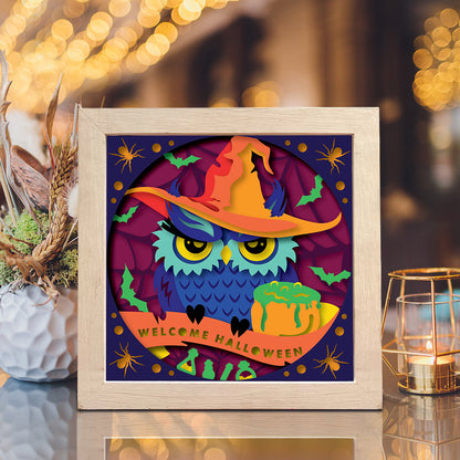 Witch Owl – 3D Halloween Paper Cut Shadow Box File - Cricut File - (8x8 inches) - VEKTOR KRAFT
