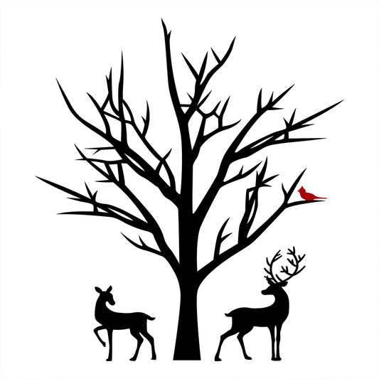Deer Cardinal Winter Christmas Ornament - Cricut File - VEKTOR KRAFT