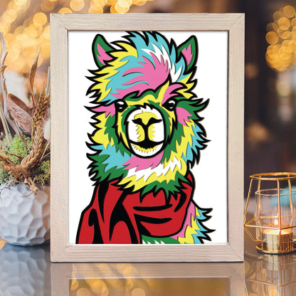 Colorful Alpaca – 3D Shadow Box SVG File for Cricut & Silhouette