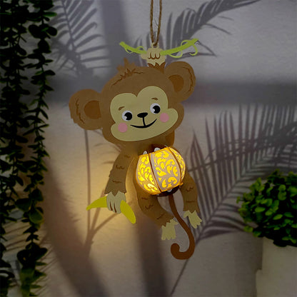 Monkey - 3D Animal Paper Cut Lantern File  - Cricut File  - VEKTOR KRAFT