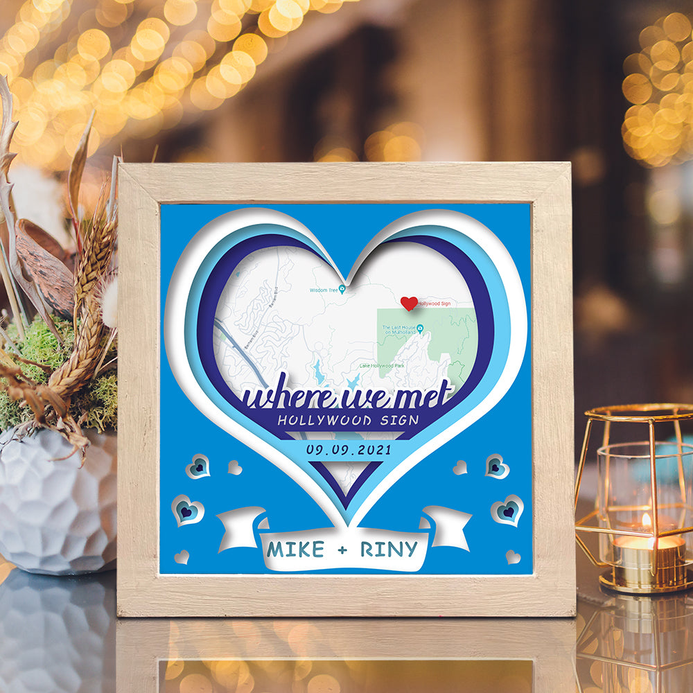 Where We Met – 3D Valentine Customizable Paper Cut Shadow Box File - Cricut File - (8x8 inches) - VEKTOR KRAFT