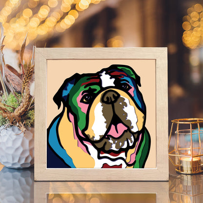 Colorful Bulldog – 3D Shadow Box SVG File for Cricut & Silhouette