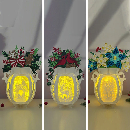 Pack 3 Vase Christmas - 3D Christmas Lantern File - Cricut File  - VEKTOR KRAFT