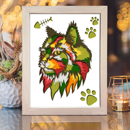 Colorful Cat – 3D Shadow Box SVG File for Cricut & Silhouette