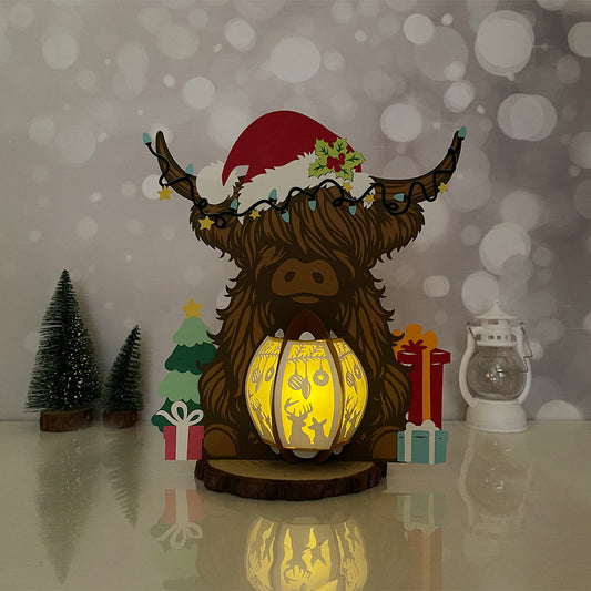 Highland Cow Christmas - 3D Christmas Lantern File - Cricut File  - VEKTOR KRAFT