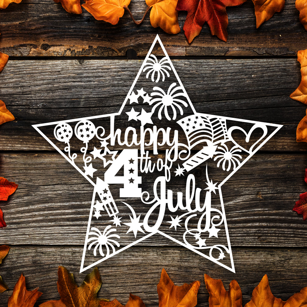 Happy 4th Of July 1 – Kirigami – 3D Lightbox SVG File for Cricut & Silhouette