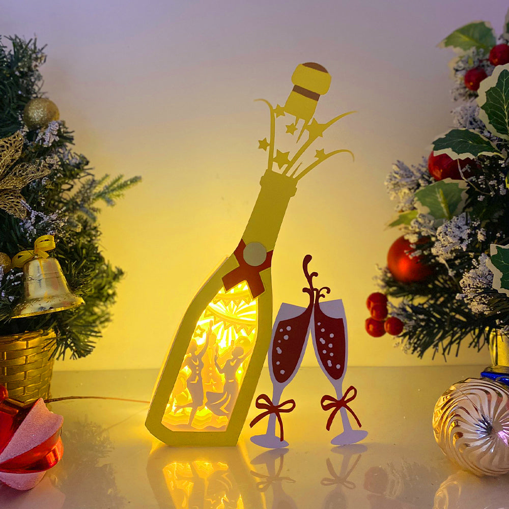 New Year Party – 3D Champagne Box  File - Cricut File - VEKTOR KRAFT