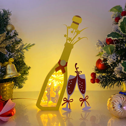 New Year Party – 3D Champagne Box  File - Cricut File - VEKTOR KRAFT
