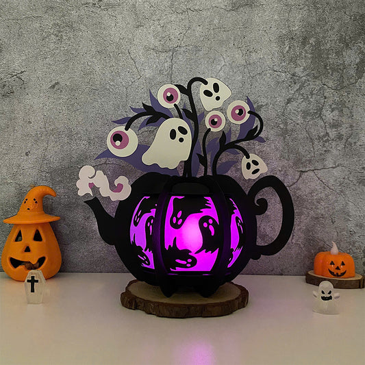 Kettle Flowers 5 - 3D Halloween Paper Lantern File - Cricut File  - VEKTOR KRAFT