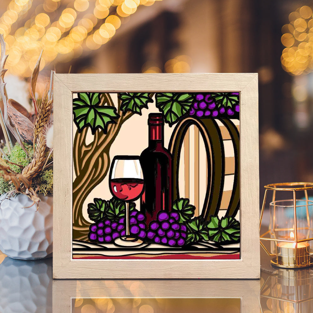 Grape Wine – 3D Shadow Box SVG File for Cricut & Silhouette