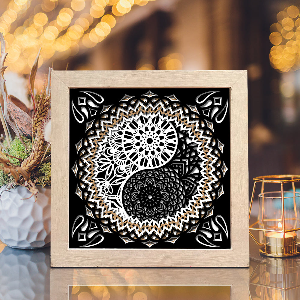 Yin Yang Mandala 3 – 3D Shadow Box SVG File for Cricut & Silhouette