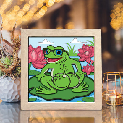 Frog And Lotus – 3D Shadow Box SVG File for Cricut & Silhouette