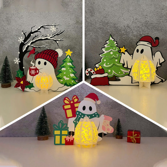 Pack 3 Christmas Ghost - 3D Christmas Lantern File - Cricut File  - VEKTOR KRAFT