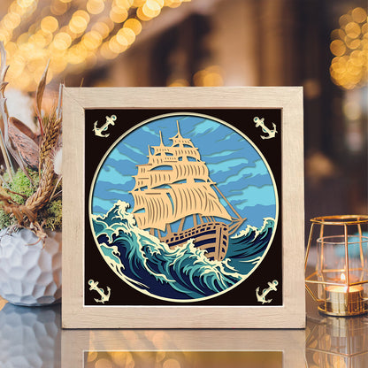 Sailing Ship – 3D Paper Cut Shadow Box File - Cricut File - (8x8 inches) - VEKTOR KRAFT