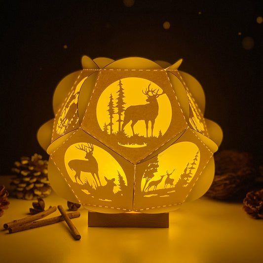 Deer - 3D Pentagon Lantern File - Cricut File - VEKTOR KRAFT