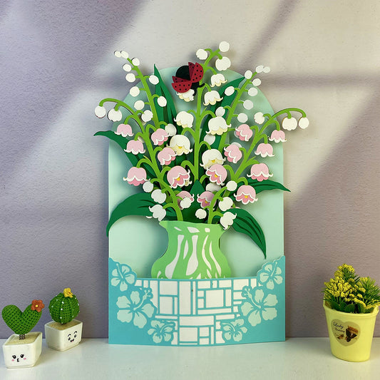 Flower Vase Lily Of The Valley – 3D Pop-Up Card SVG File for Cricut & Silhouette