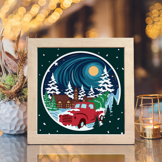 Christmas Truck 4 – 3D Christmas Paper Cut Shadow Box File - Cricut File - (8x8 inches) - VEKTOR KRAFT