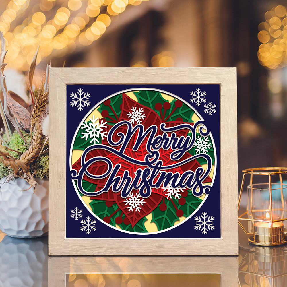 Merry Christmas – 3D Christmas Paper Cut Shadow Box File - Cricut File - (8x8 inches) - VEKTOR KRAFT