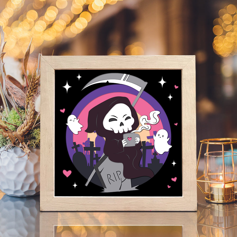Death With Coffee – 3D Shadow Box SVG File for Cricut & Silhouette