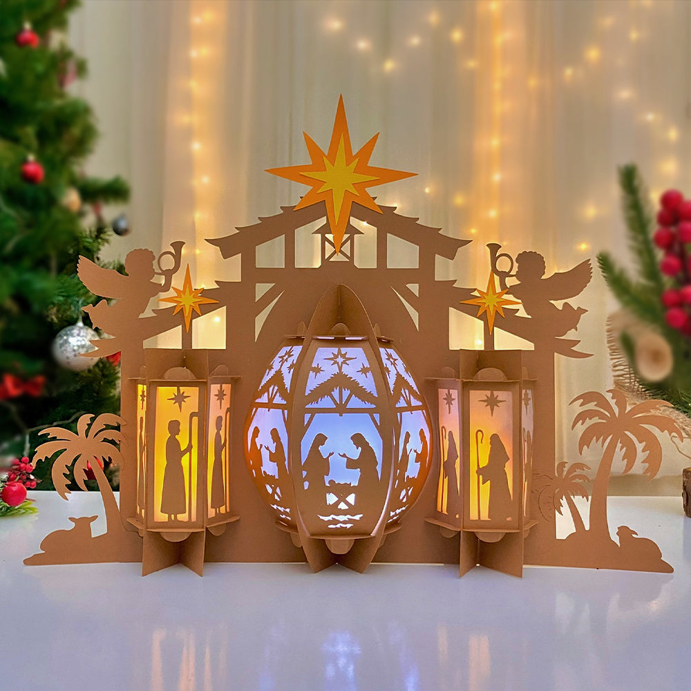 Nativity Scene 3 - 3D Christmas Lantern File - Cricut File  - VEKTOR KRAFT