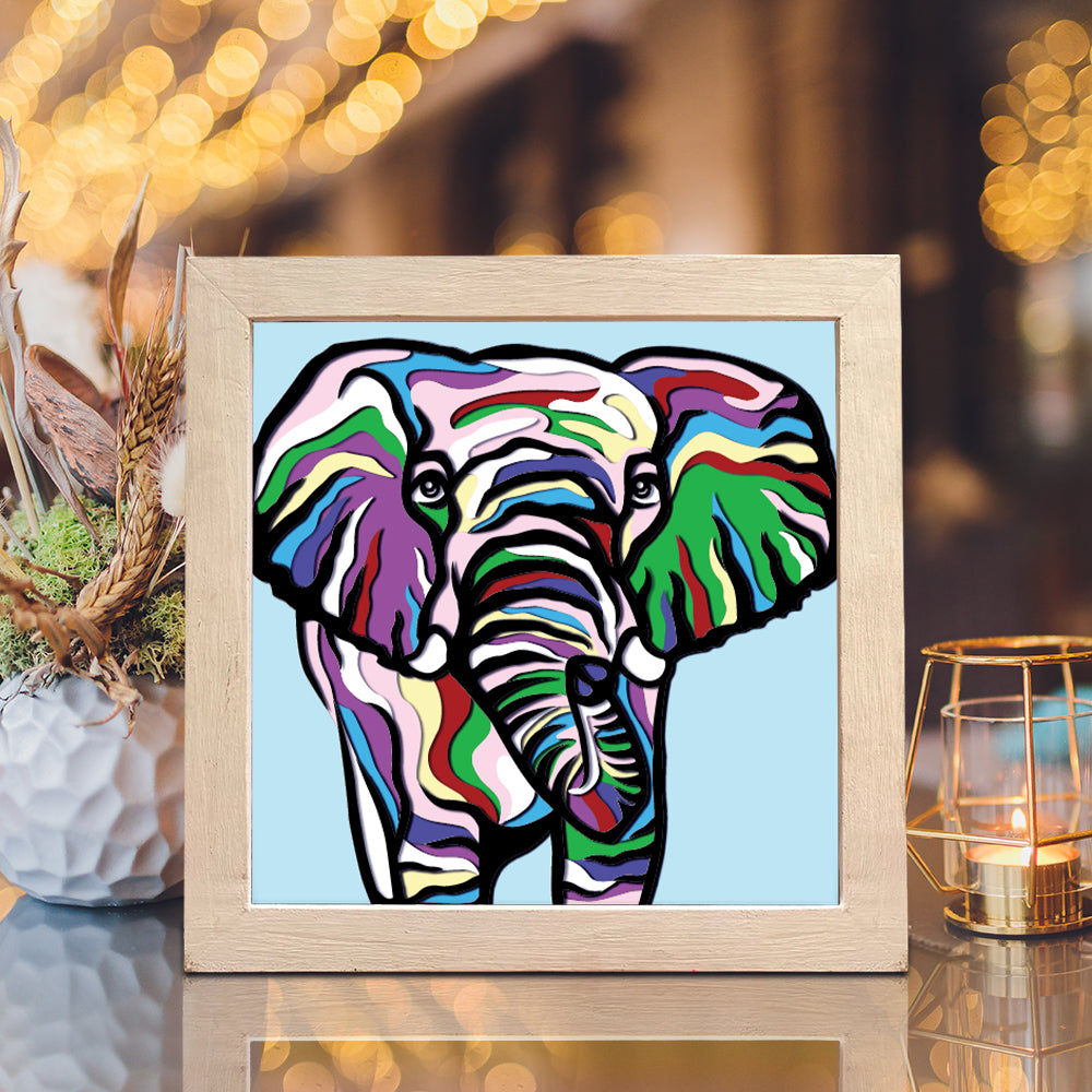 Colorful Elephant – 3D Shadow Box SVG File for Cricut & Silhouette