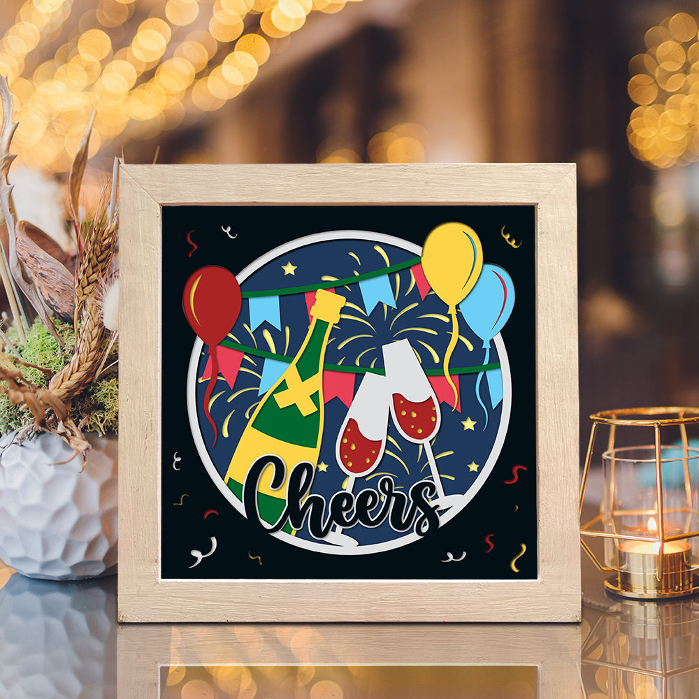 Champagne Cheers – 3D Shadow Box SVG File for Cricut & Silhouette
