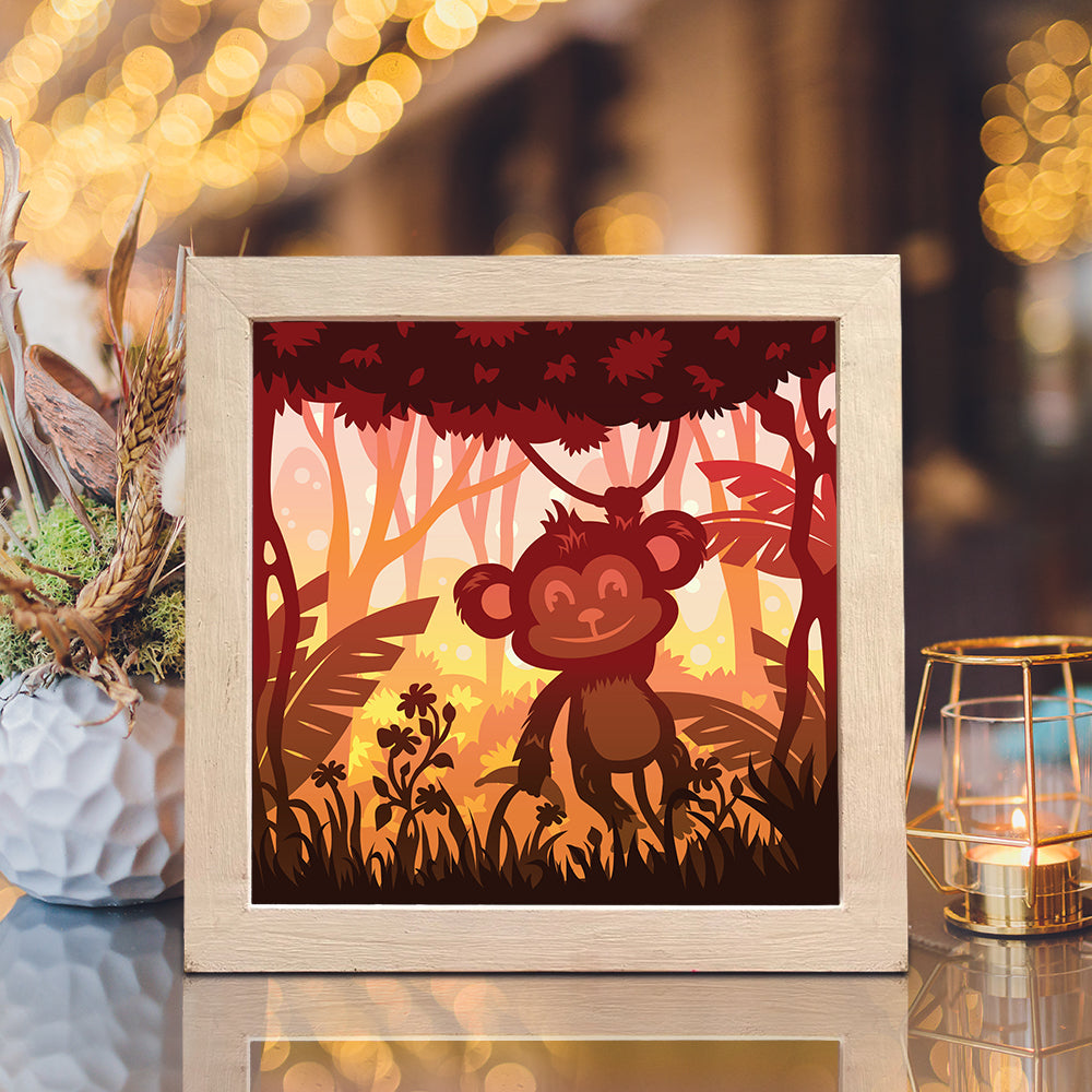 Monkey – 3D Lightbox SVG File for Cricut & Silhouette