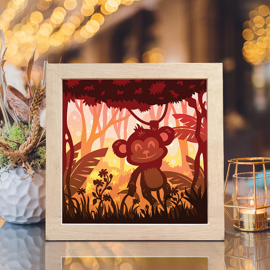 Monkey - 3D Animal Papercut Lightbox File - Cricut File - VEKTOR KRAFT